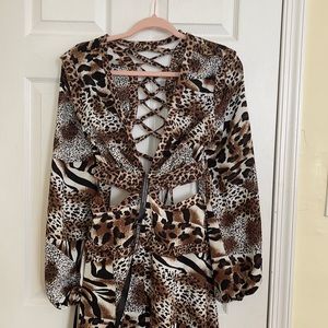 Animal Print Side Cut-Out Maxi Dress